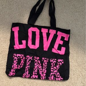 Victoria's Secret Black and Pink Tote Bag